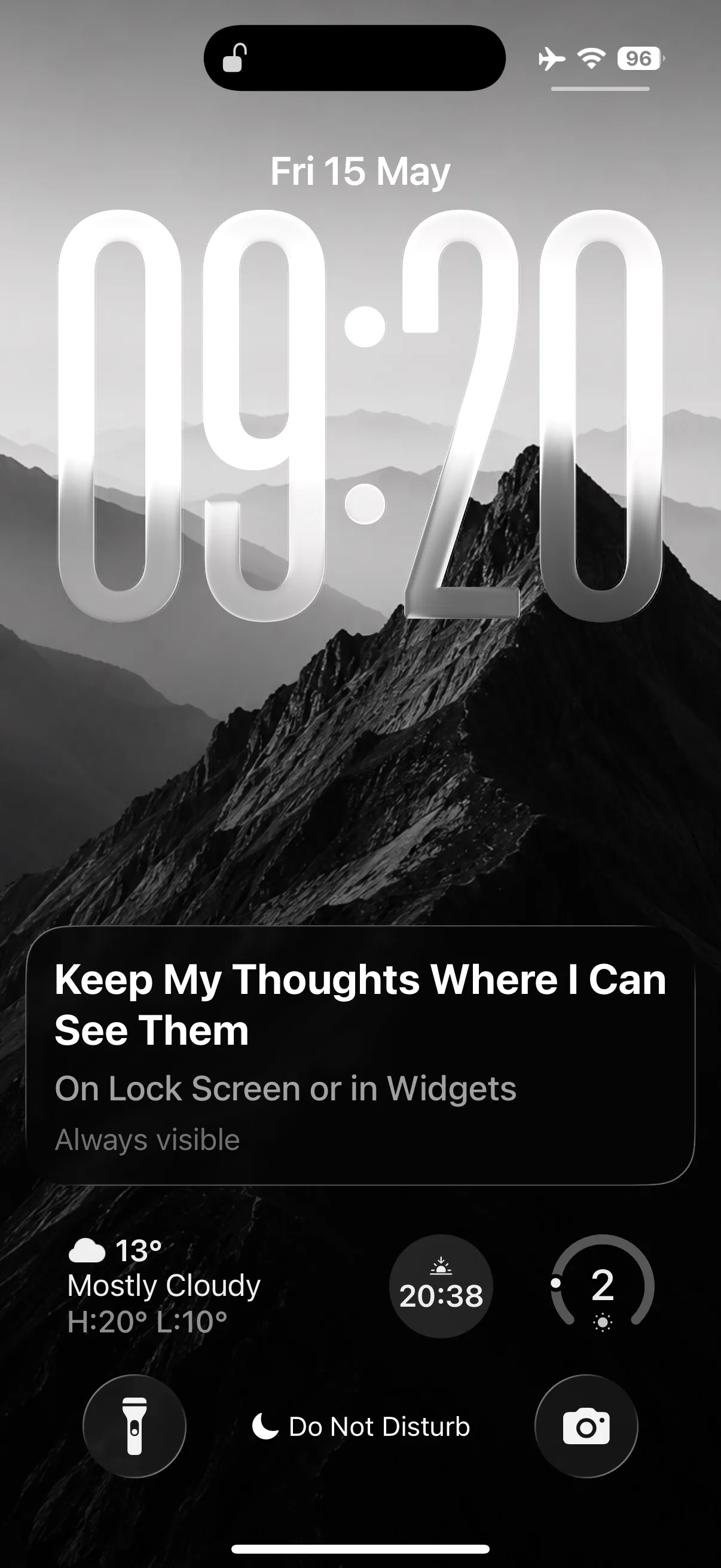 On My Mind on the iPhone Lock Screen with dark Live Activity
